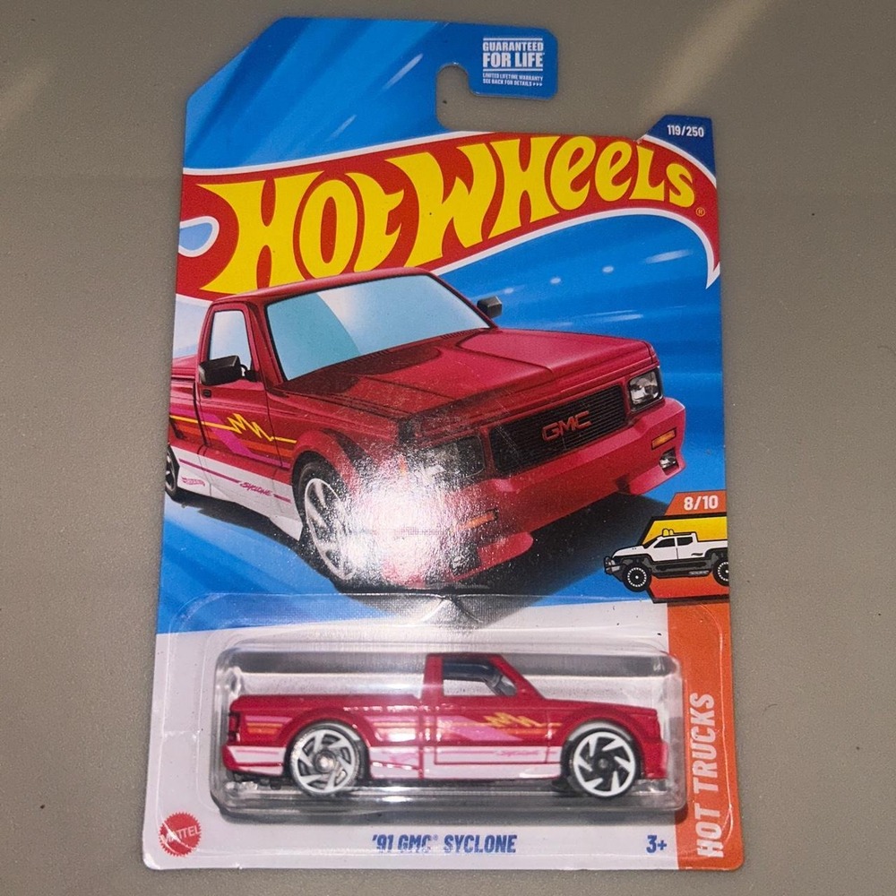 Hot Wheels '91 GMC Syclone Red & White Diecast Car